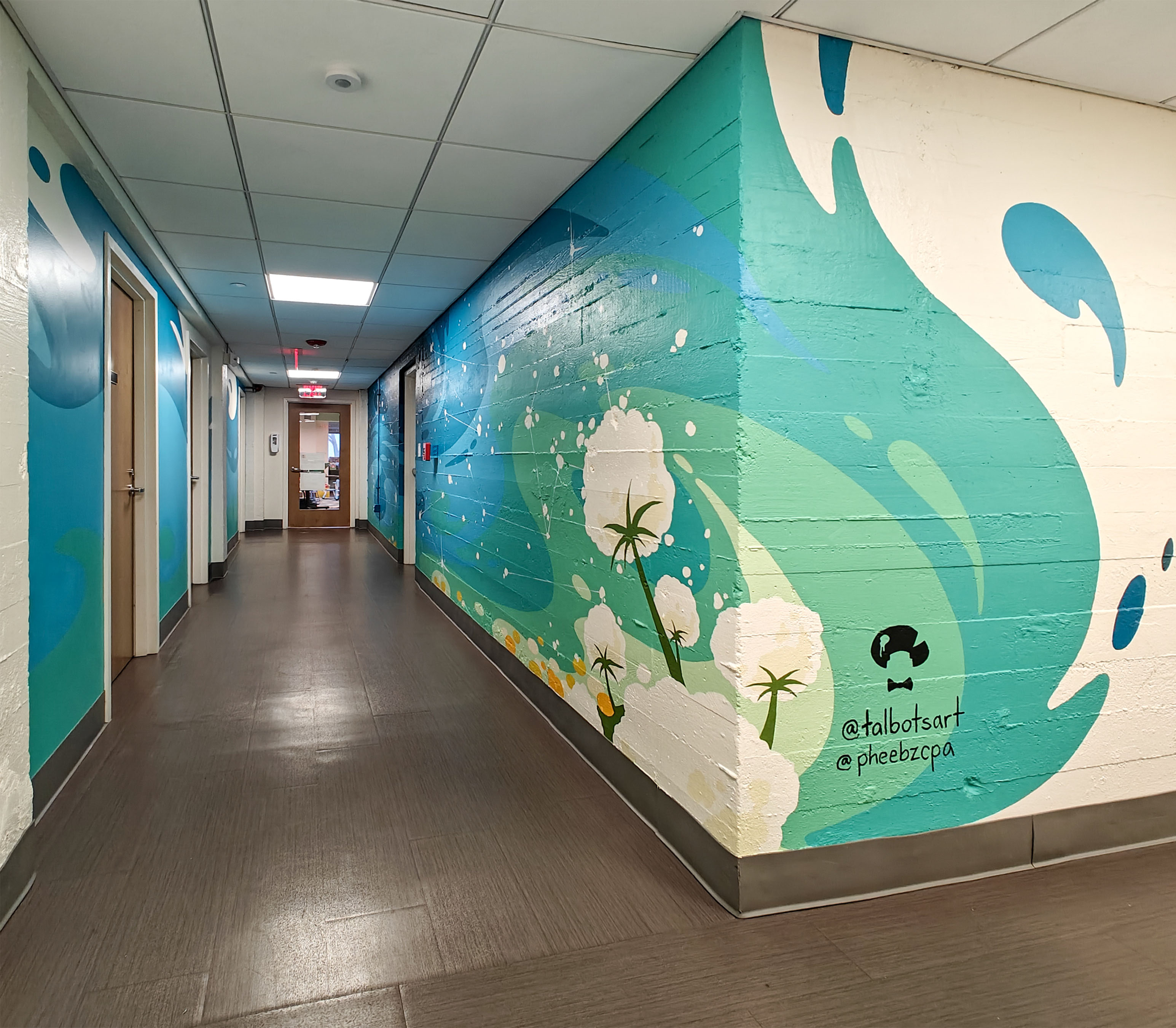 Full hallway shot of completed mural